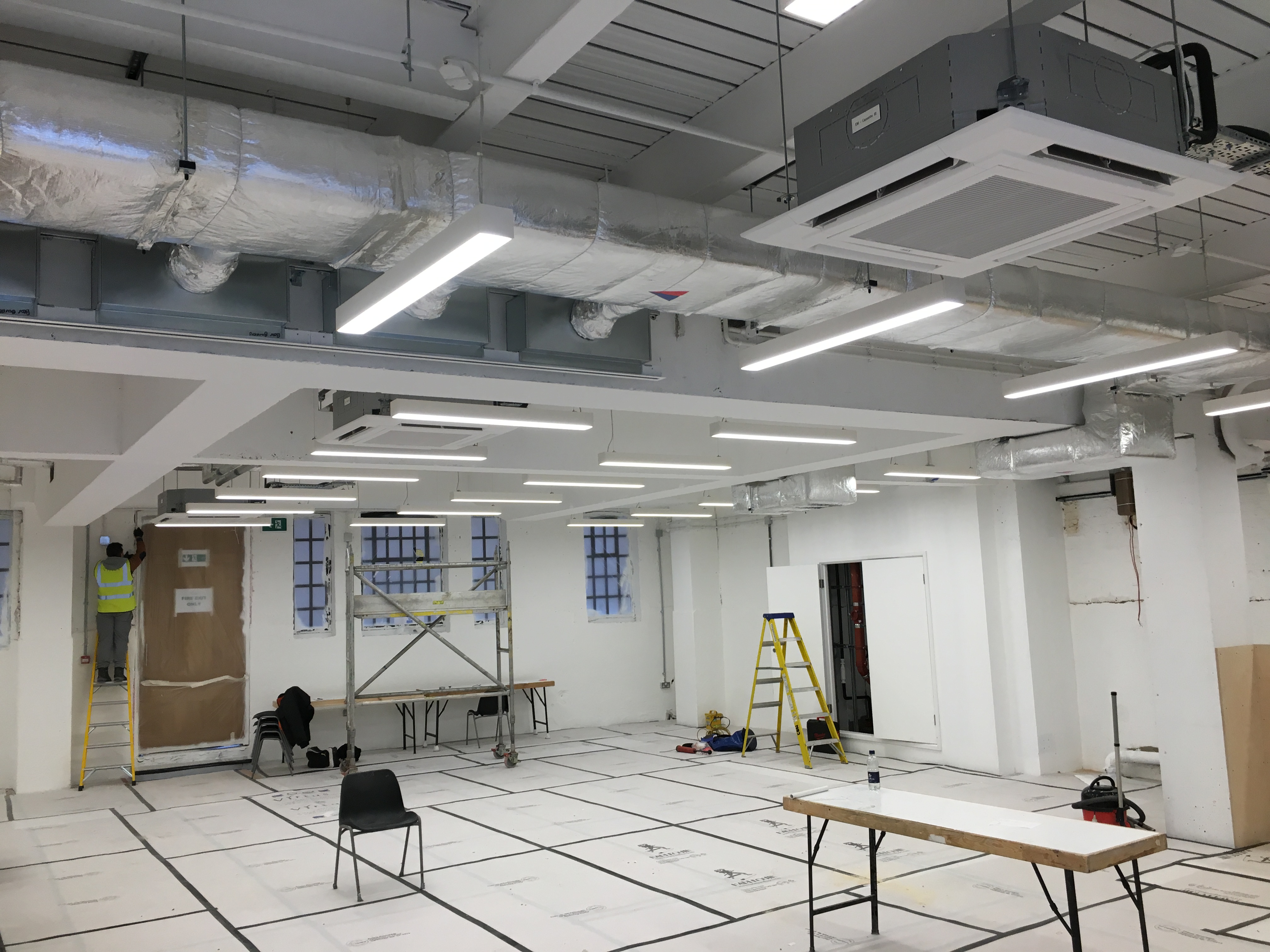 Ceiling cassettes and ductwork during a Cool Guys commercial fit-out