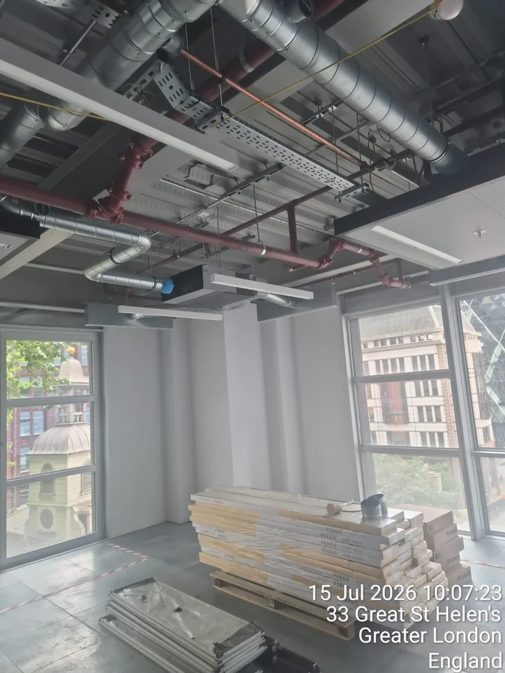 Ceiling systems during an office fit-out.